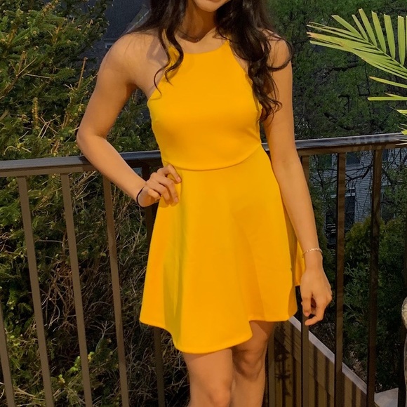 mustard yellow semi formal dress